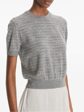 (NWT) Tory Burch Gray Short-Sleeve Sublime Knit Top. Brand New with tags!